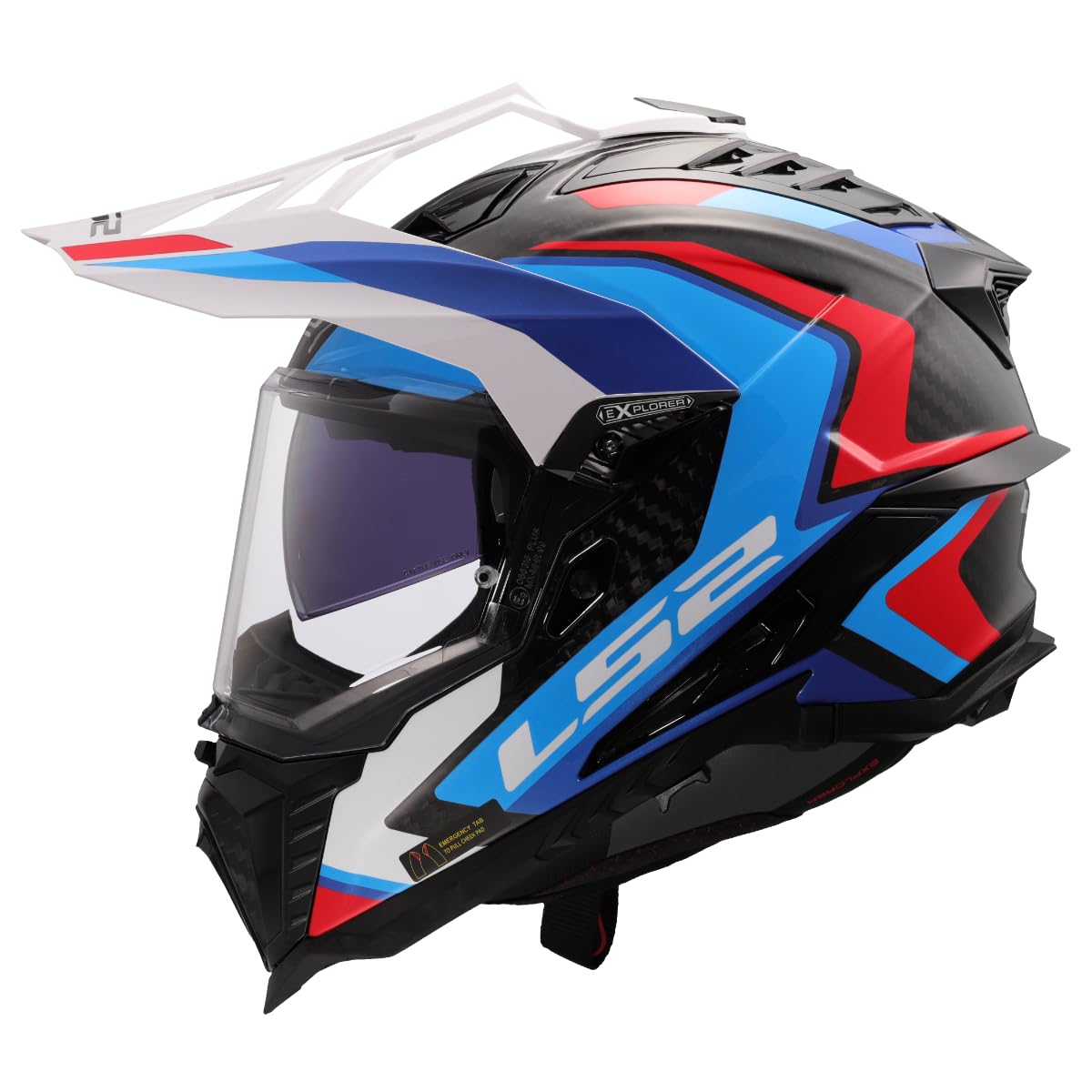 LS2, Motocross-Helm Explorer Carbon Frontier II Gloss White Blue, 3XL von LS2