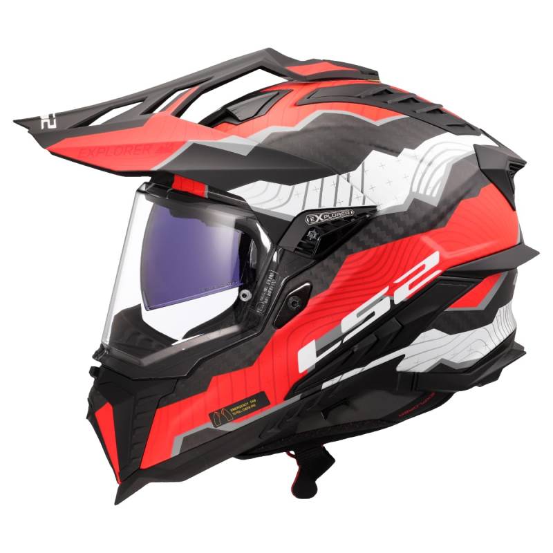 LS2, Motocross-Helm Explorer Carbon Trick White Red, XXL von LS2