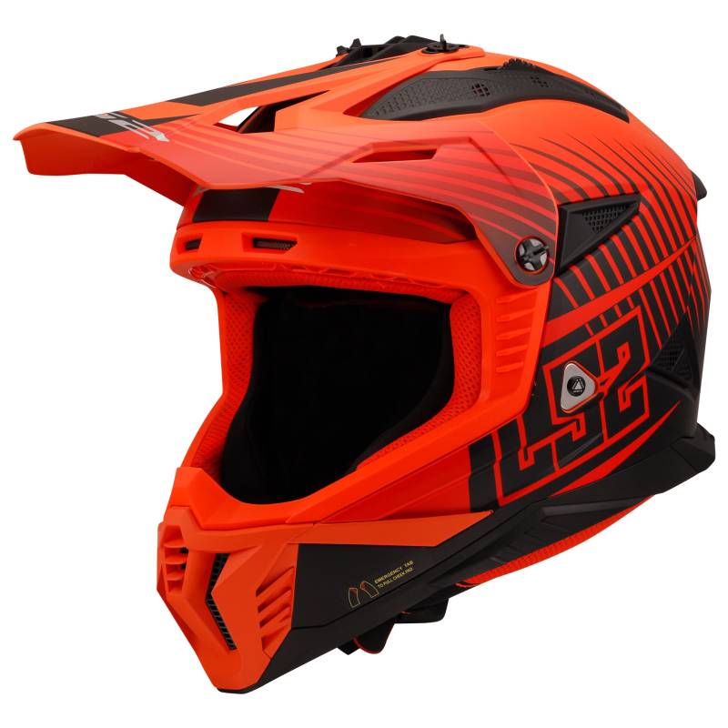 LS2, Motorrad-Crosshelm FAST II DUCK Matt H-V Orange Red, 3XL von LS2