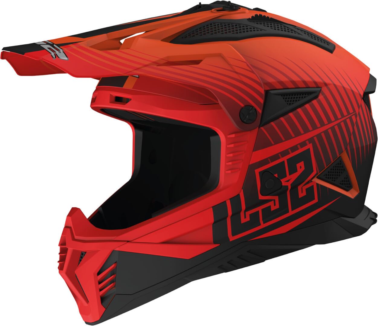 LS2, Motorrad-Crosshelm FAST II DUCK Matt H-V Orange Red, XS von LS2