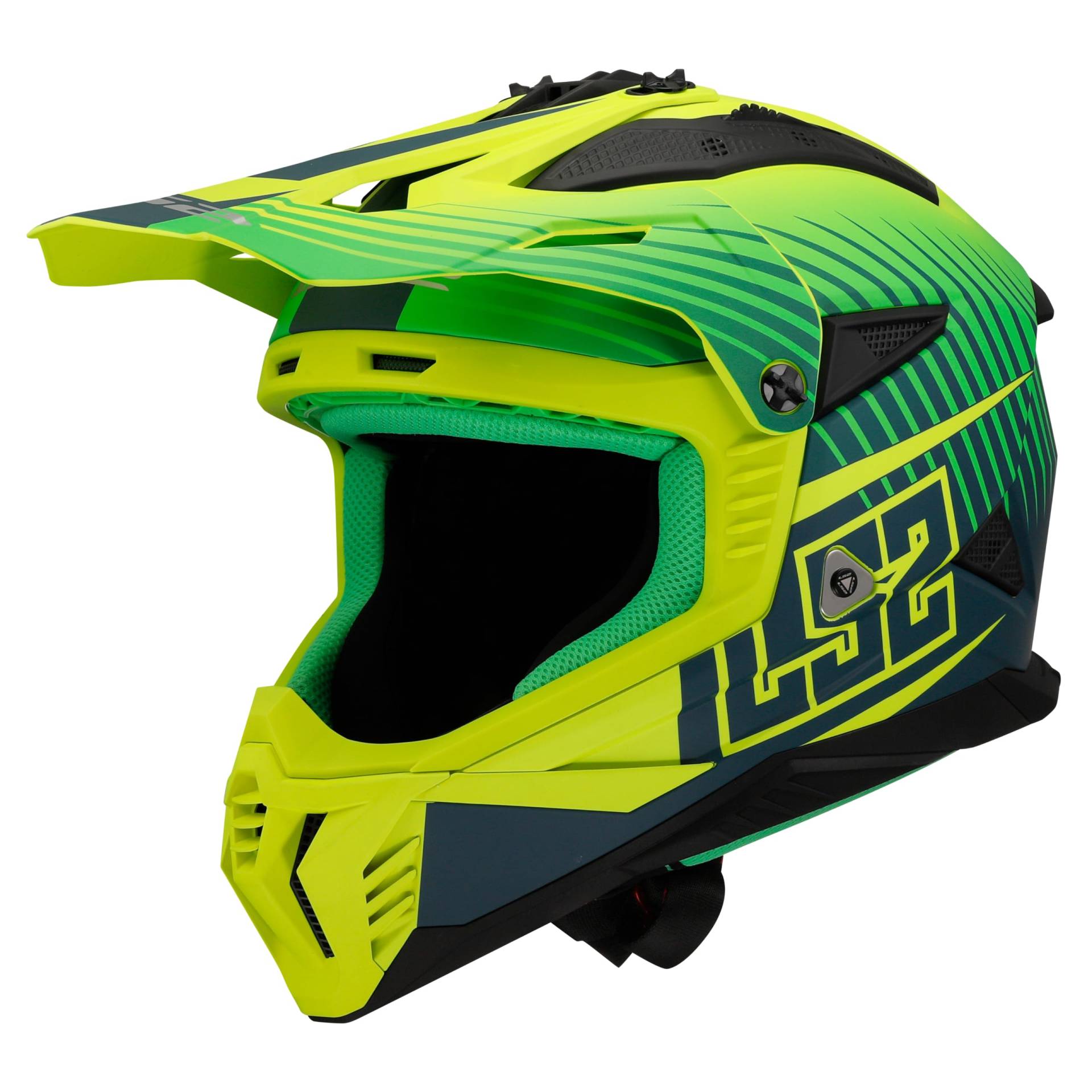 LS2, Motorrad-Crosshelm FAST Matt Green H-V Yellow, XS von LS2