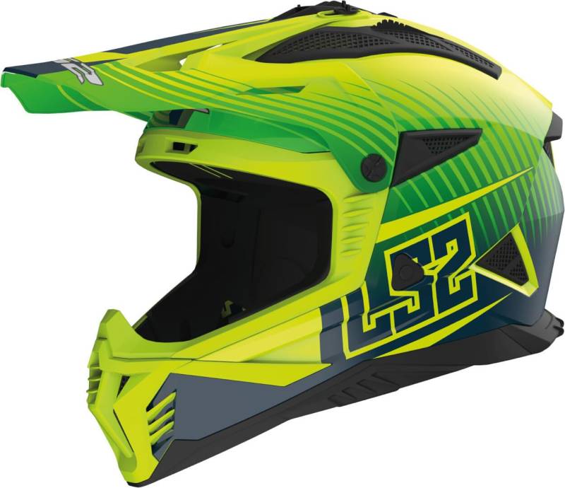 LS2, Motorrad-Crosshelm FAST Matt Green H-V Yellow, XXL von LS2