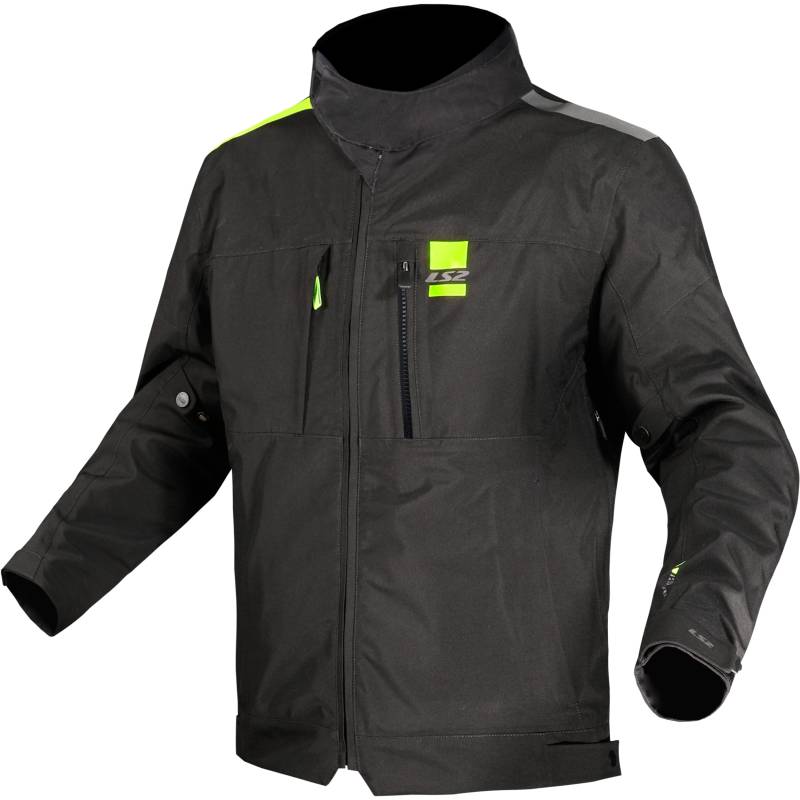 LS2, Wasserdichte Damen-Motorradjacke TITANIUM Black H-V Yellow, XL von LS2