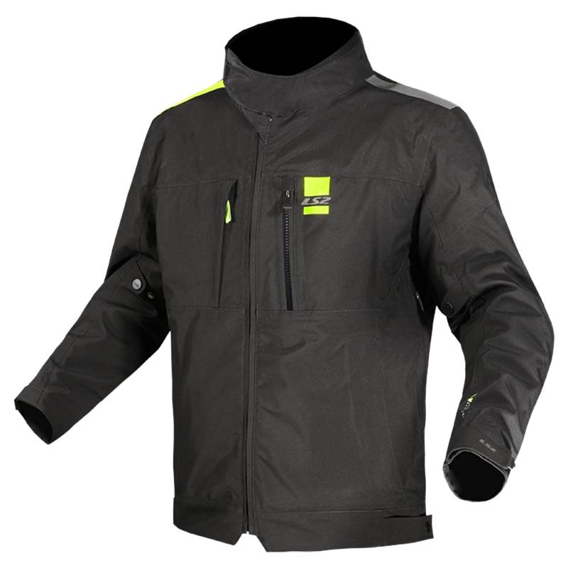 LS2, Wasserdichte Herren-Motorradjacke TITANIUM Black H-V Yellow, M von LS2