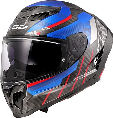 LS2 FF807 Dragon Carbon Trax, Integralhelm - Schwarz/Blau/Rot - 3XL von LS2