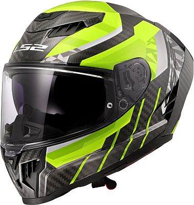 LS2 FF807 Dragon Carbon Trax, Integralhelm - Schwarz/Neon-Gelb/Grau - S von LS2