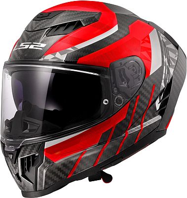 LS2 FF807 Dragon Carbon Trax, Integralhelm - Schwarz/Rot/Grau - XL von LS2