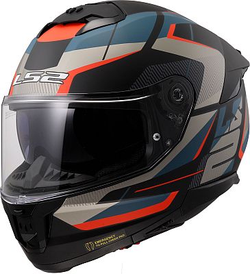 LS2 FF808 Stream II Road, Integralhelm - Schwarz/Grau/Blau/Rot - XS von LS2