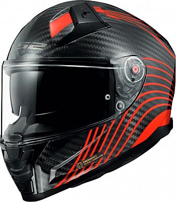 LS2 FF811 Vector II Carbon Flux, Integralhelm - Rot/Schwarz - XXS von LS2