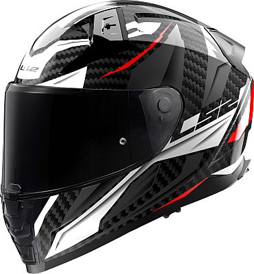 LS2 FF811 Vector II Carbon Savage, Integralhelm - Schwarz/Weiß/Rot/Grau - M von LS2