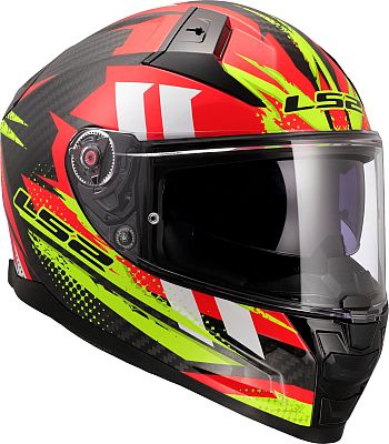 LS2 FF811 Vector II Carbon Tantic, Integralhelm - Schwarz/Rot/Neon-Gelb - XS von LS2