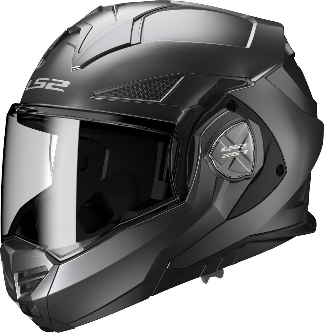 LS2 Helmet Advant X Solid FF901 Matte Titanium Size l | Helder Vizier | Klapphelme | Ratsche | Kunststoff | geeignet für Mofa, Moped, Motorrad, Roller von LS2