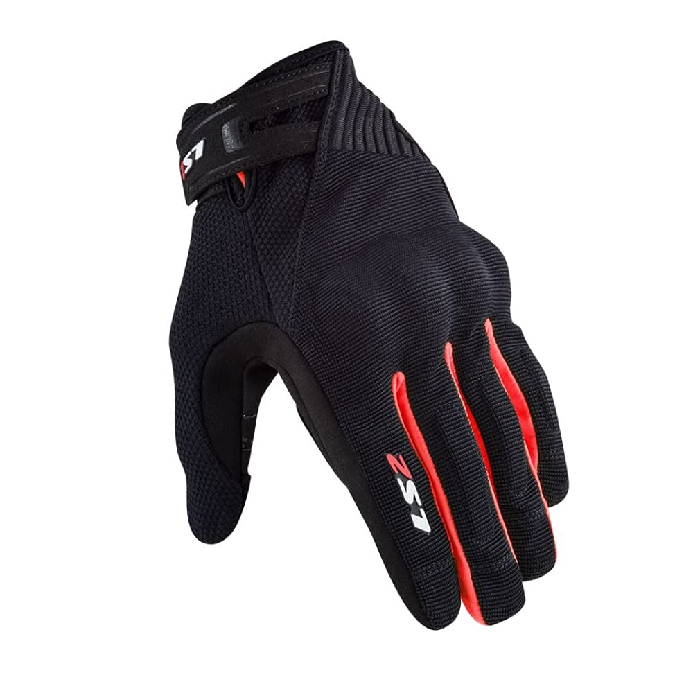 LS2 Handschoenen Dart II zwart/Rood maat L | geeignet für den Frühling;Sommer;Herbst | hochwertigen Textil | Abriebfestigkeit | Reißfestigkeit | Aufprallschutz | Ergonomisch | von LS2