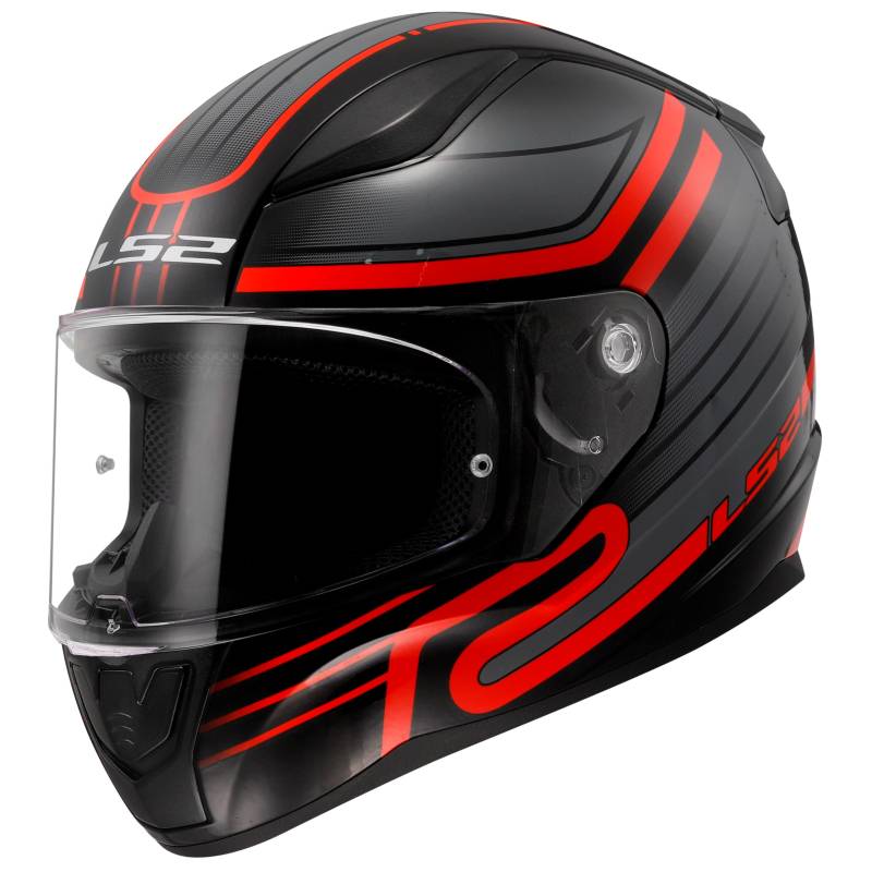 LS2 Helm Rapid II Circuit FF353 zwart / rood maat XXL | Helder vizier | Integralhelme | Ratsche | Kunststoff | geeignet für von LS2