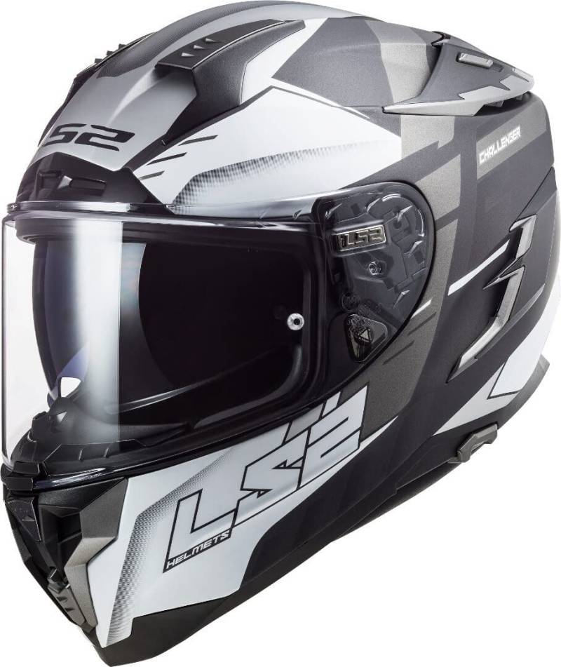 LS2 Integralhelm für Motorrad, Challenger Allert, Titanium, Grau, L von LS2