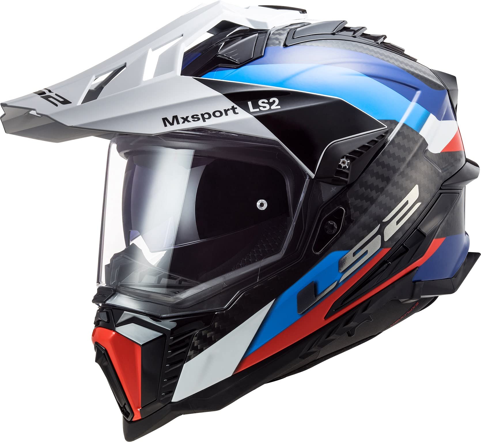 LS2 Helm Explorer Frontier MX701 schwarz / blau Größe XL | Helder Vizier | Crosshelme | Doppelring | Carbon | geeignet für Mofa, Moped, Motorrad, Roller von LS2