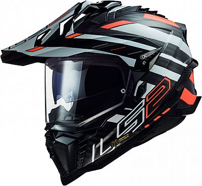 LS2 MX701 Explorer Carbon Edge, Endurohelm - Schwarz/Orange/Weiß - 3XL von LS2