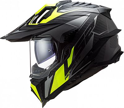 LS2 MX701 Explorer Carbon Focus, Endurohelm - Matt Schwarz/Grau/Neon-Gelb - XS von LS2