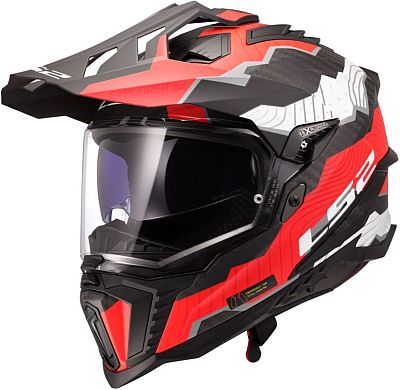 LS2 MX701 Explorer Carbon Trick, Endurohelm - Schwarz/Weiß/Rot - XXL von LS2