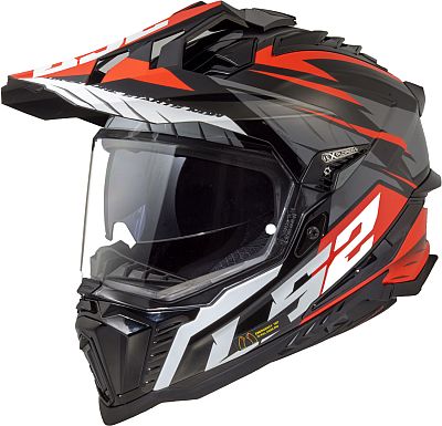 LS2 MX701 Explorer Spire, Endurohelm - Schwarz/Grau/Rot - 3XL von LS2