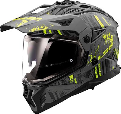 LS2 MX702 Pioneer II Crazy, Endurohelm - Matt Grau/Schwarz/Neon-Gelb - 3XL von LS2