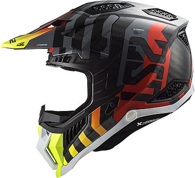 LS2 MX703 C X-Force Barrier, Motocrosshelm - Schwarz/Grau/Rot/Neon-Gelb - M von LS2