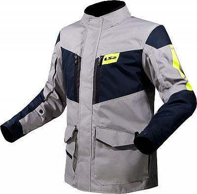 LS2 Metropolis Evo, Textiljacke wasserdicht - Hellgrau/Dunkelblau/Neon-Gelb - M von LS2