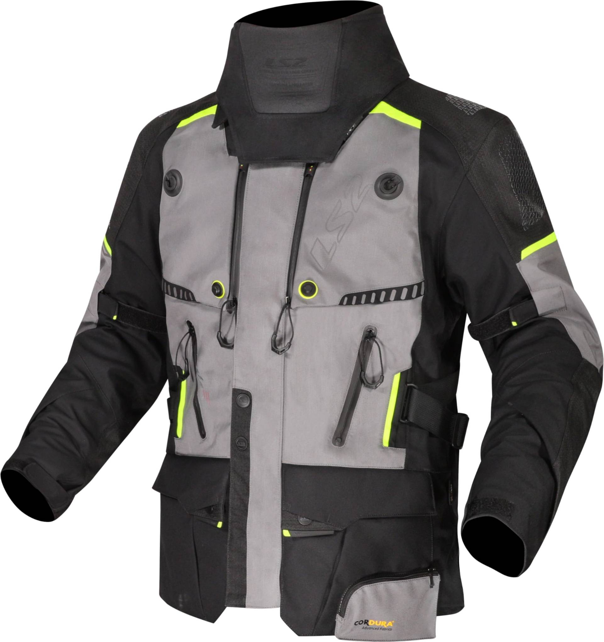 LS2 Motorradjacke Apollo Men wasserdichte Touringjacke 3-Lagen Laminat Schutzklasse AAA, BLACK DARK GREY H-V YELLOW, 3XL von LS2