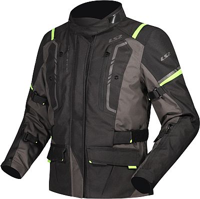 LS2 Narvik, Textiljacke wasserdicht Damen - Schwarz/Grau/Neon-Gelb - 5XL von LS2