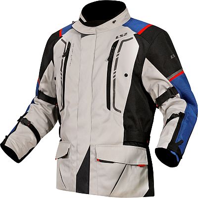 LS2 Narvik, Textiljacke wasserdicht - Hellgrau/Schwarz/Blau - 3XL von LS2