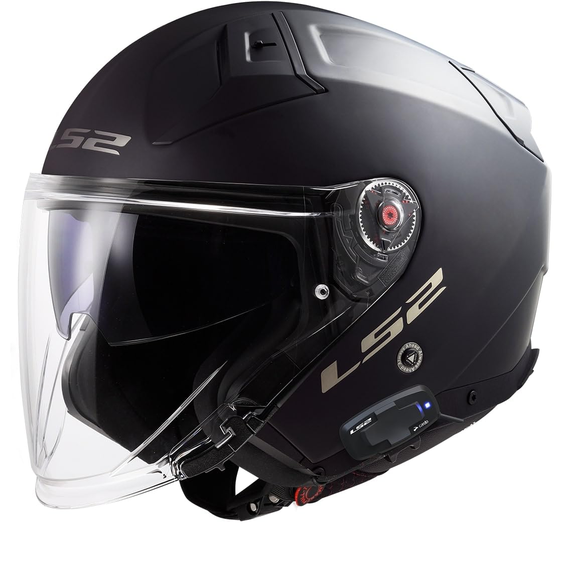 LS2 OF603 Infinity II Mit Intercom Open Face Helm Motorradhelm Jethelm mit Sonnenblende, XL von LS2