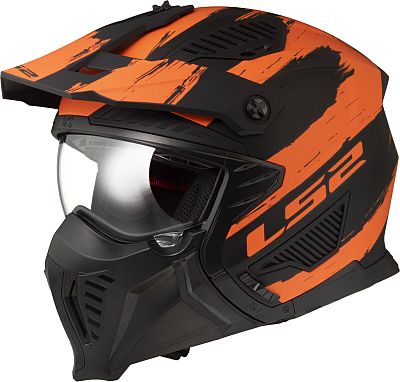 LS2 OF606 Drifter Mud, Modularhelm - Matt Schwarz/Orange - XL von LS2