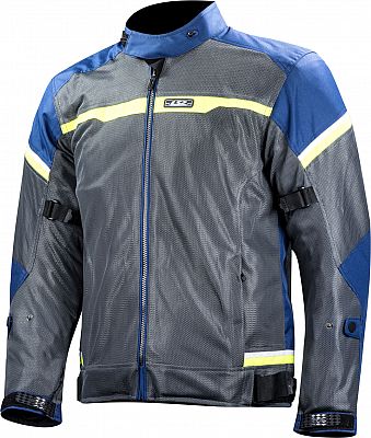 LS2 Riva, Textiljacke wasserdicht - Dunkelgrau/Blau/Neon-Gelb - M von LS2