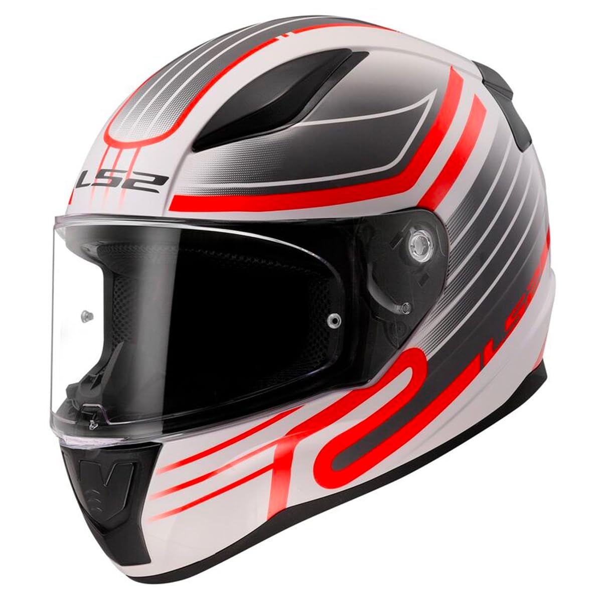 LS2, Integraler Motorradhelm Rapid II Circuit Gloss White Red, M von LS2