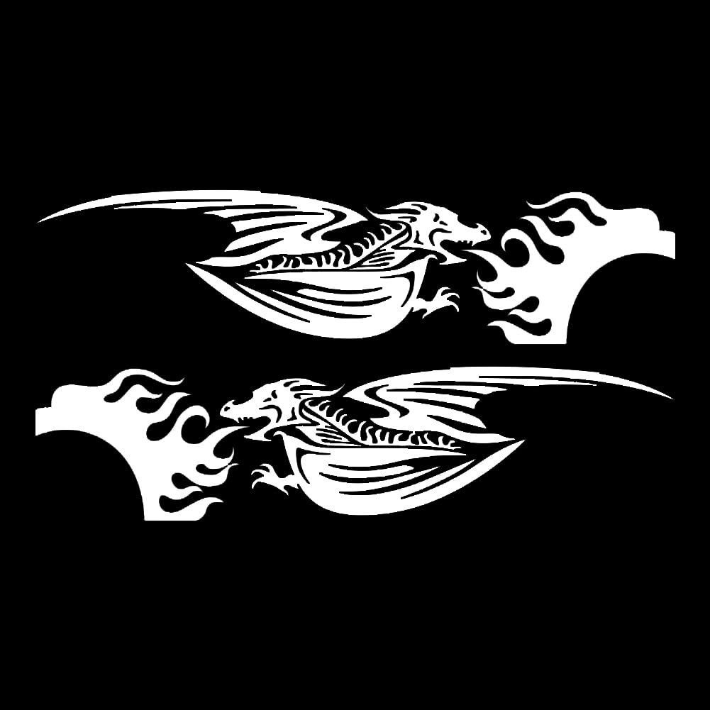 2 Stück Dragon Aufkleber Auto, Fliegende Drache Auto Tuning Motorhaube Aufkleber Karosserie Seitenaufkleber Racing Sticker Dragon Spitfire Universal Auto Body Side Styling Aufkleber, 210cmx45cm von LSGGTIM