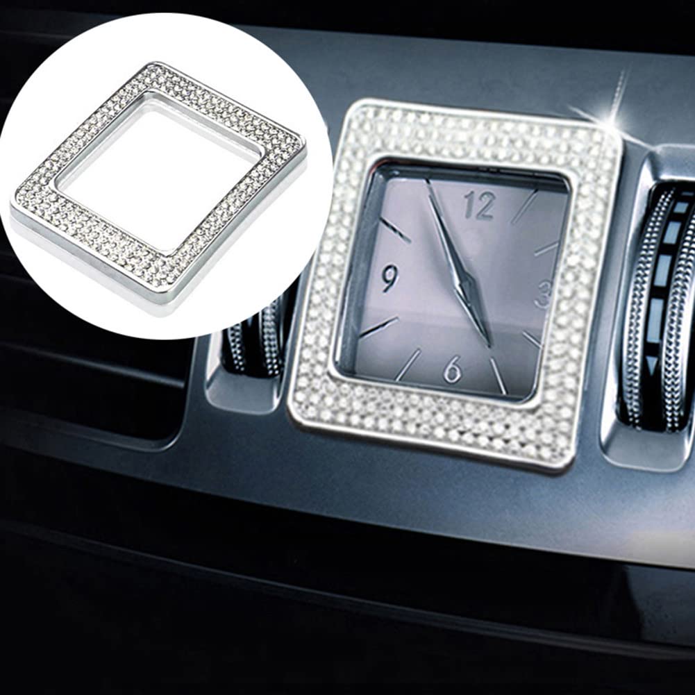 Auto Mittelkonsole Uhren Dekoration Ring, Kristall Center Console Clock Trim Cover Strass Auto Innenring Dekoration Rechteckige Ring für E-Klasse W212 2010-2015, CLS-Klasse W218 2012-2015 von LSGGTIM