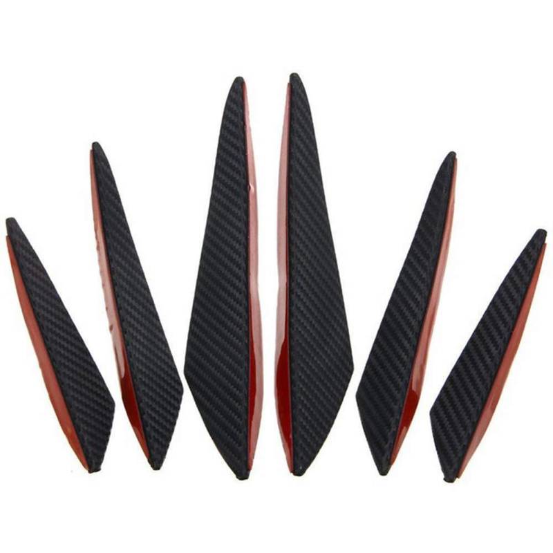 Auto Stoßstange Diffusor,LSGGTIM 6 Stück Karosserie Spoiler Universal Carbon Fiber Cars Modifizierte Heck Frontstoßstange Canard Splitter Spoiler Lippe Splitter Flossen,Carbon Fiber von LSGGTIM