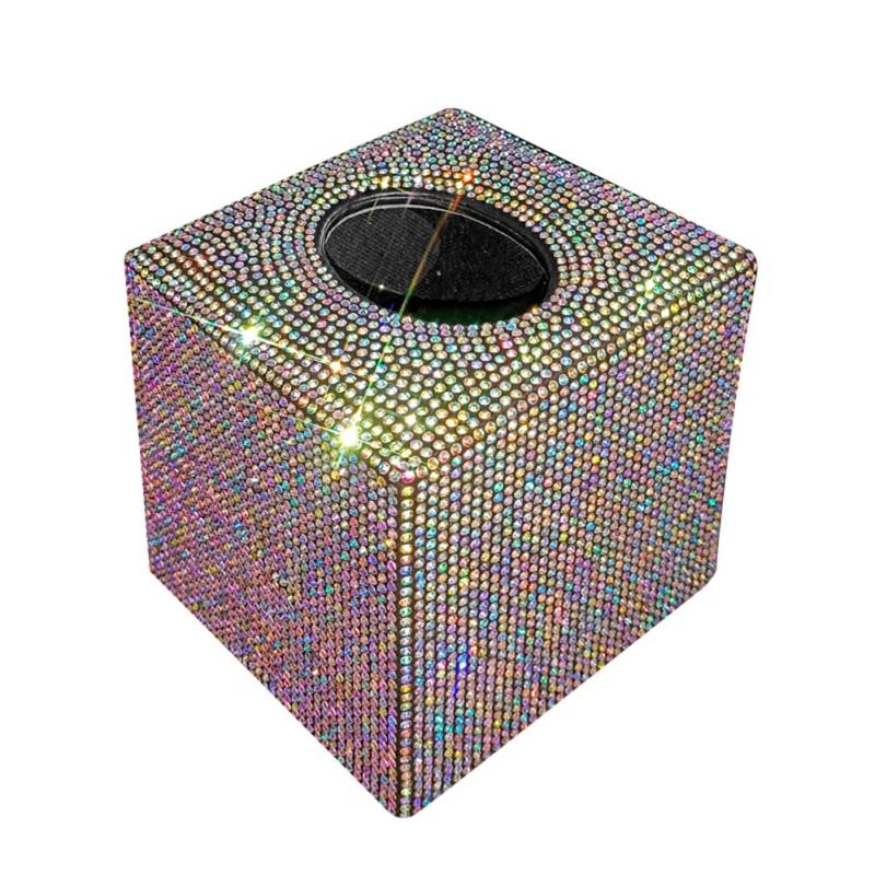 Bling Auto Tissue Box, Glitzer Auto Taschentücher Box Quadratischer Kosmetiktücherbox Auto Taschentuchbox Kristall Strass Servietten Papier Halter für Badezimmer Schlafzimmer Auto Büro,14cmx14cm von LSGGTIM