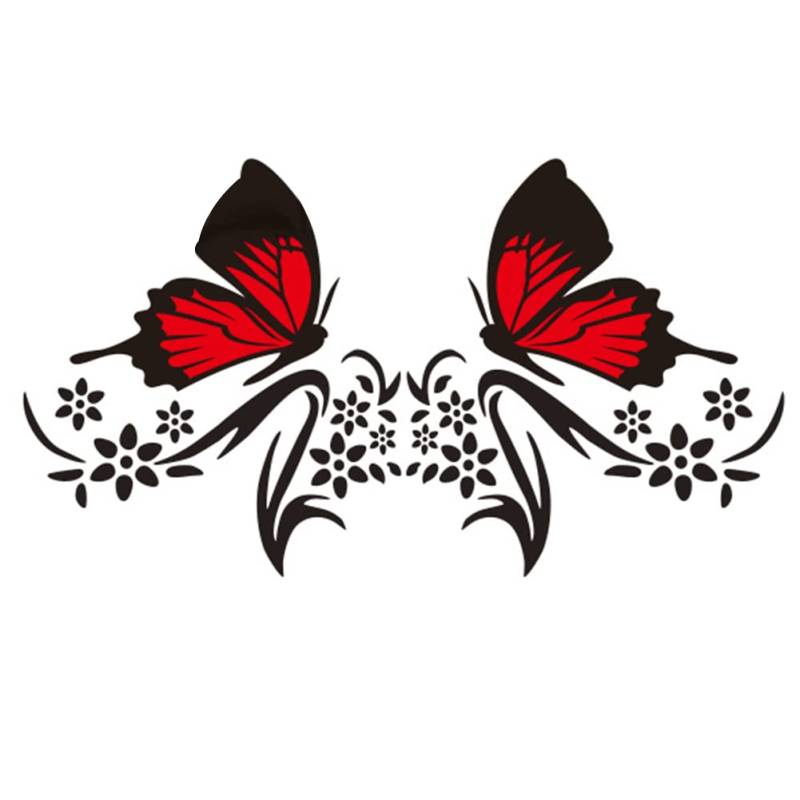 Blumenranke Autoaufkleber, Schmetterling Motorhaube Aufkleber Auto Blumen Aufkleber für Karosserie Seite Stoßstange Heckscheibe Tuningsticker Tattoo Auto Ranke Aufkleber für Autos SUV LKW-31cmx28cm von LSGGTIM