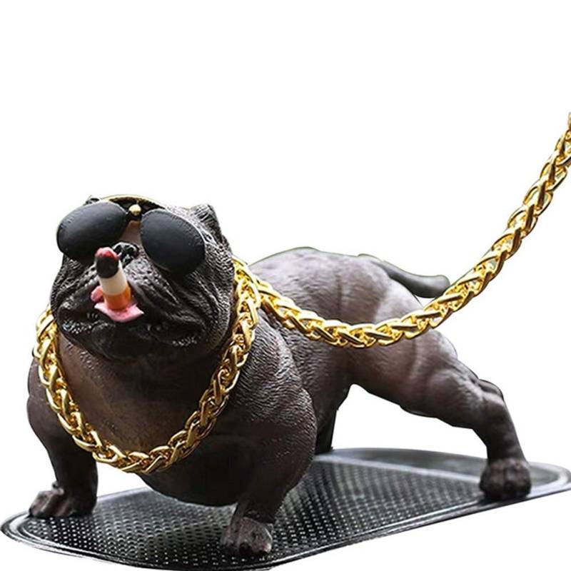 Bully Hund Auto Armaturenbrett Dekoration, Harz Bulldog Pitbull Figur Spielzeug Lustige Tier Auto Innenraum Deko Bully Dog Puppe Wackelkopf Ornamente für Auto Desktop Dekoration-14.5cmx7cmx6.5cm von LSGGTIM