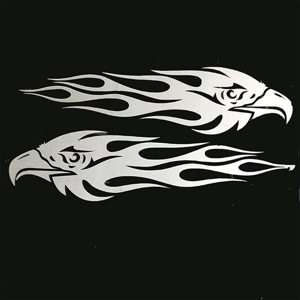 Flamme Adler Auto Aufkleber, 2 Stück Reflektierend Aufkleber Auto Seitenkörper Persönlichkeit Racing Vinyl Grafik Aufkleber Motorhaube Aufkleber Wasserdichte Flammen Streifen Aufkleber,20cmx4.7cm von LSGGTIM