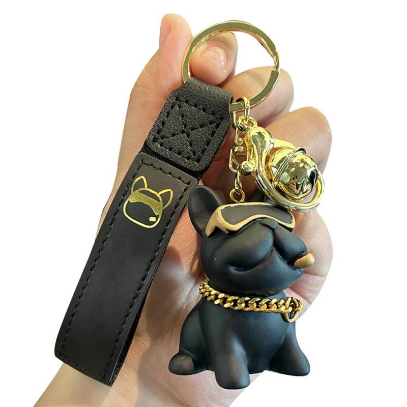 Französische Bulldogge Schlüsselanhänger, Personalisierte Schlüsselanhänger Hund Charme Handtasche Anhänger Schlüsselring Rucksäcke Französische Bulldogge Schlüsselanhänger für Männer Frauen von LSGGTIM