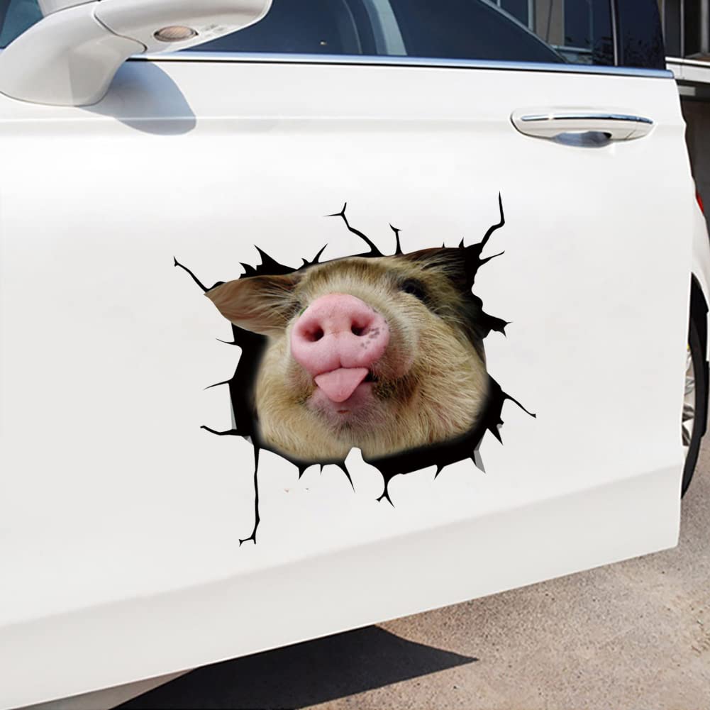 LSGGTIM 4 Stück Schweine Auto Aufkleber, 30cmx30cm Lustige Autoaufkleber 3D Lustige Tier Selbstklebende Aufkleber Heckscheibe Personalisierte Aufkleber für Laptop Windows Kühlschrank Wohnmobil LKW von LSGGTIM