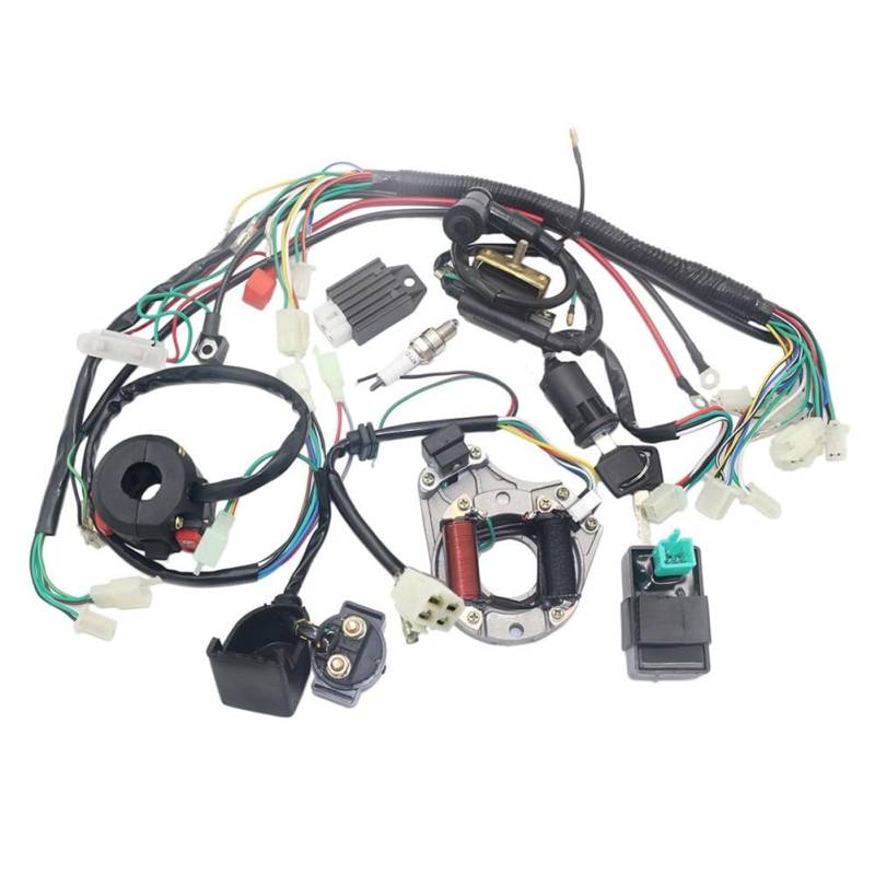 LSGGTIM Komplette Elektrik Kabelbaum Kit, Universal Spule CDI Regler Kabelbaum für 4 Takt ATV KLX 50cc 70cc 90cc 110cc 125cc Quad Kabelbaum für ATV Quad Bike Buggy Go Kart Teile kabelbaum Zubehör von LSGGTIM