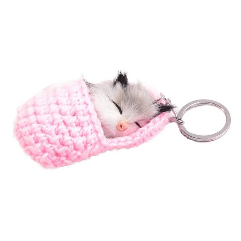 LSGGTIM Schlafende Katze Schlüsselanhänger, Niedlich Gestrickte Katze Anhänger mit schlafender Bommel Katze Taschenanhänger Flauschige Katze Ball Katzenanhänger für Frauen Mädchen Handtaschen Anhänger von LSGGTIM