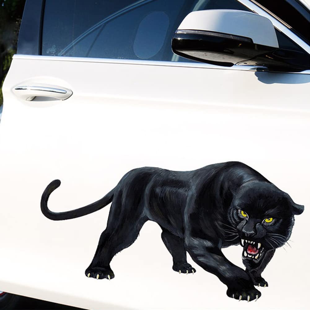 Schwarzer Panther Autoaufkleber, 3D Panther Tier Aufkleber Autoaufkleber Karosserie Fenster Reflektierende Abziehbilder Aufkleber Panther Motorrad Tuning Logo Sticker für Auto Motorrad,25cmx14cm von LSGGTIM