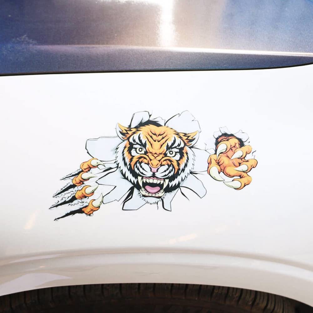 Tiger Auto Aufkleber, 3D Riss Tiger Aufkleber Auto Motorhaube Aufkleber Körper Frontstoßstange Kratzschutz Aufkleber Kühlschrank Türaufkleber Trim Dekoration Aufkleber Auto Styling Zubehör, 1PCS von LSGGTIM