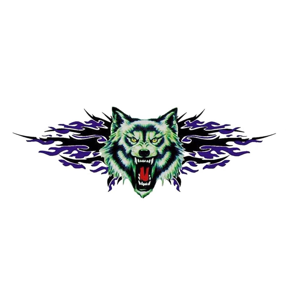 Wolf Reflektierender Aufkleber, Lustiger Wolfskopf Auto Aufkleber Personalisierte Aufkleber Selbstklebende Wasserfest Kratzer Decal Aufkleber für LKW, Windschutzscheibe, Laptop-50cmx18cm, 1 Stück von LSGGTIM