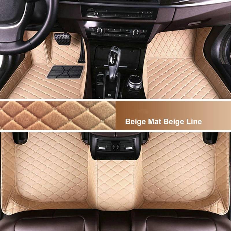 LSLYCN Auto Fußmatten Anpassen für 99% Stufenheck, Schrägheck, Coupe, Kombi, Cabriolet, Großraumlimousine Allwetter Fussmatten Set (Beige, A-Diamant) von LSLYCN