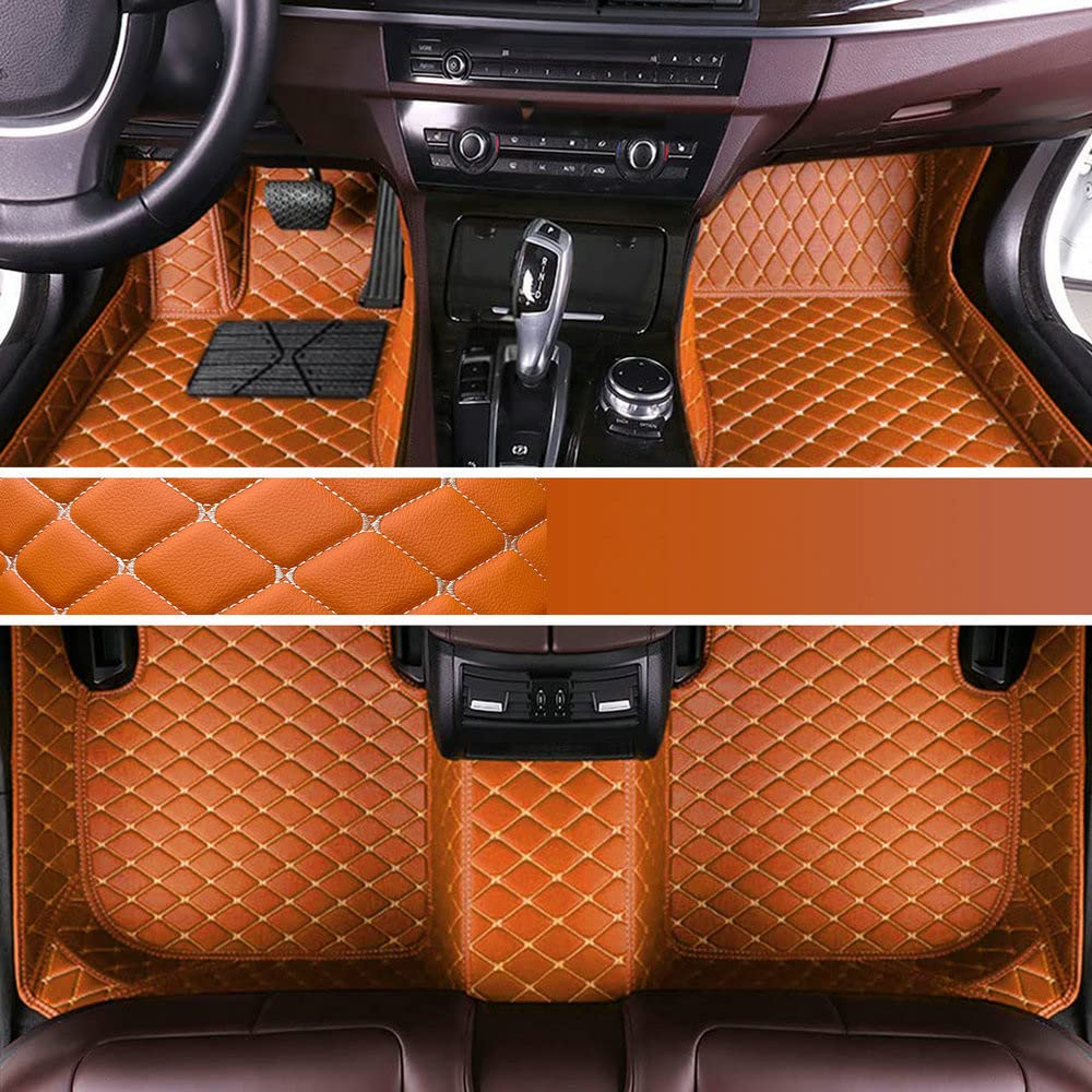 LSLYCN Auto Fußmatten Anpassen für 99% Stufenheck, Schrägheck, Coupe, Kombi, Cabriolet, Großraumlimousine Allwetter Fussmatten Set (Orange, A-Diamant) von LSLYCN